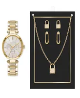 Jessica Carlyle Women's Quartz Gold-Tone Alloy Watch 33.5mm Gift Set