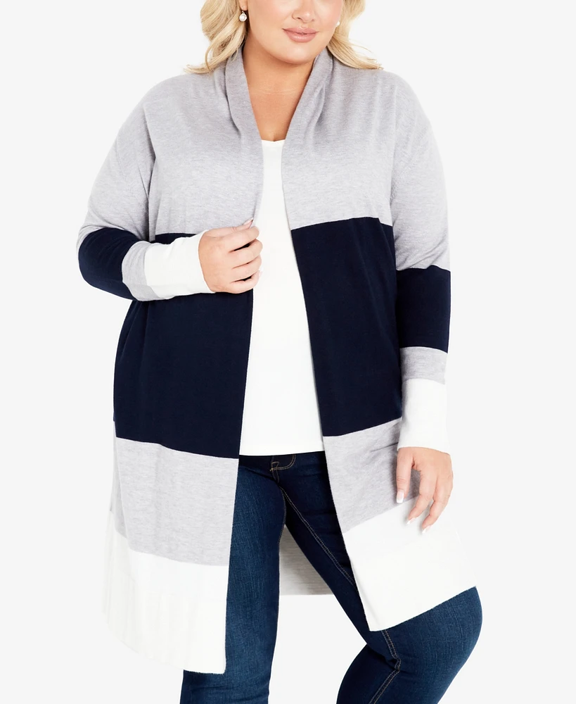 Avenue Plus Size Keelyn Colorblock Cardigan Sweater