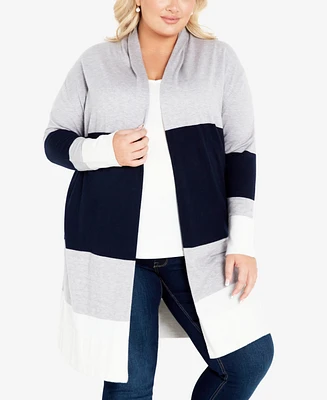 Avenue Plus Keelyn Colorblock Cardigan Sweater