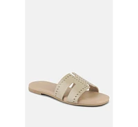 Rag & Co Ivanka Beige Cut Out Slip On Sandals