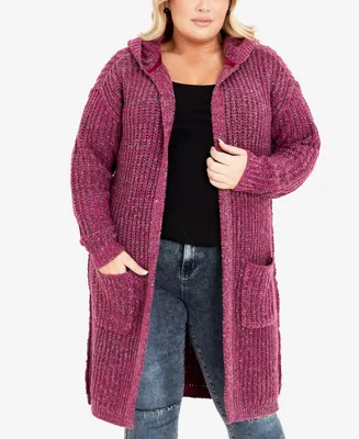 Avenue Plus Size Chelsea Long Sleeve Coatigan Sweater