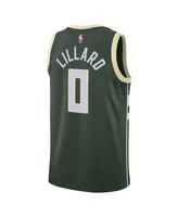 Men's and Women's Nike Damian Lillard Hunter Green Milwaukee Bucks Swingman Jersey - Icon Edition