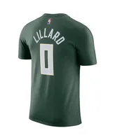 Men's Nike Damian Lillard Hunter Green Milwaukee Bucks Name and Number T-shirt