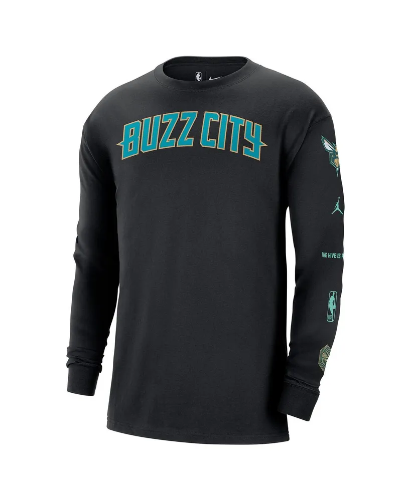 Men's Nike Black Charlotte Hornets 2023/24 City Edition Max90 Expressive Long Sleeve T-shirt