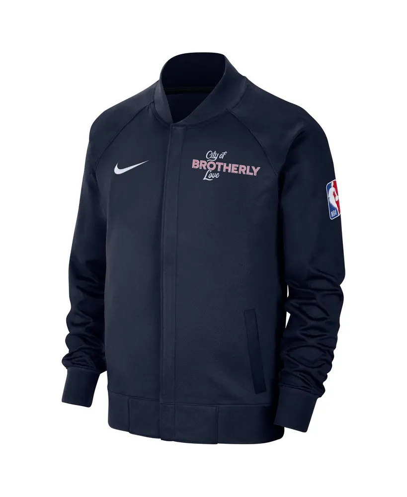 Men's Nike Navy Philadelphia 76ers 2023/24 City Edition Authentic Showtime Performance Raglan Full-Zip Jacket