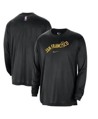 Men's Nike Black Distressed Golden State Warriors 2023/24 City Edition Authentic Pregame Performance Long Sleeve Shooting T-shirt
