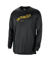 Men's Nike Black Distressed Golden State Warriors 2023/24 City Edition Authentic Pregame Performance Long Sleeve Shooting T-shirt