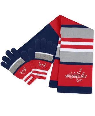 Women's Wear by Erin Andrews Washington Capitals Stripe Glove and Scarf Set