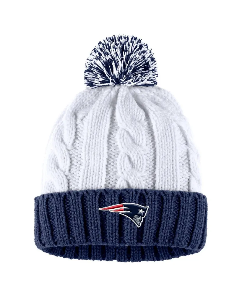 Women's Wear by Erin Andrews White New England Patriots Cable Stripe Cuffed Knit Hat with Pom and Scarf Set