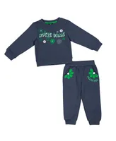 Girls Toddler Colosseum Navy Notre Dame Fighting Irish Flower Power Fleece Pullover Sweatshirt and Pants