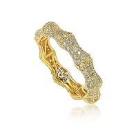 Suzy Levian New York Sterling Silver Cubic Zirconia Bamboo Eternity Band Ring