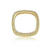 Suzy Levian New York Sterling Silver Cubic Zirconia Thin Modern Pave Square Eternity Band Ring