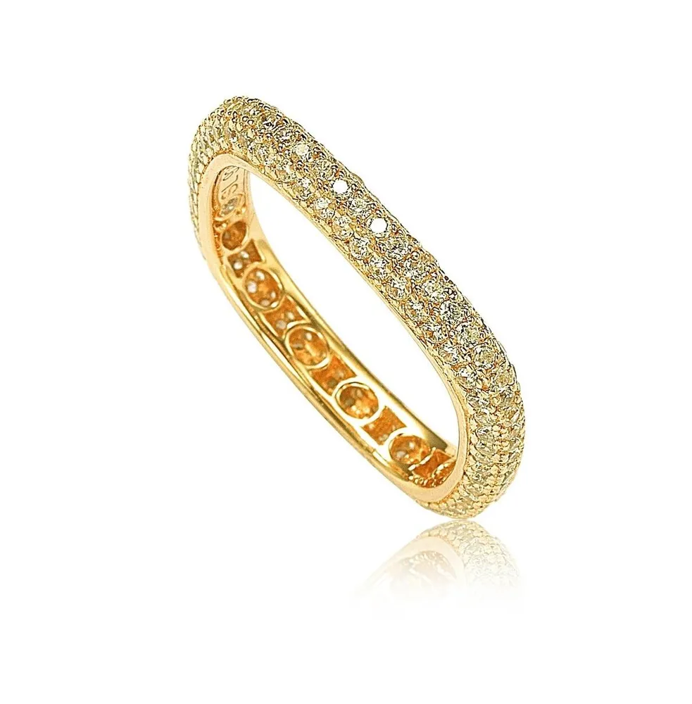 Suzy Levian New York Sterling Silver Cubic Zirconia Thin Modern Pave Square Eternity Band Ring