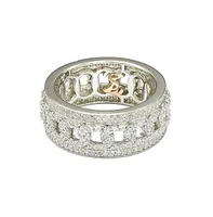 Suzy Levian New York Sterling Silver Cubic Zirconia Link Eternity Band Ring