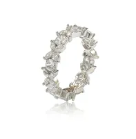 Suzy Levian Sterling Silver Cubic Zirconia Floral Eternity Band Ring