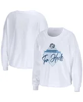 Women's Wear by Erin Andrews White North Carolina Tar Heels Diamond Long Sleeve Cropped T-shirt