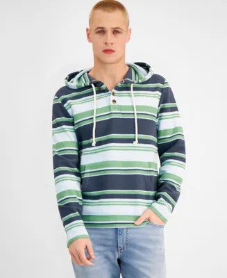 Sun + Stone Men's Farley Striped Button-Placket Long Sleeve Hoodie, Created for Macy's