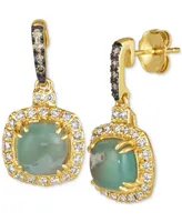 Le Vian Peacock Aquaprase (2-3/8 ct. t.w.) & Diamond (1/2 ct. t.w.) Halo Drop Earrings in 14k Gold