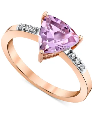 Pink Amethyst (1-5/8 ct. t.w.) & Diamond Accent Trillion Ring 10k Rose Gold