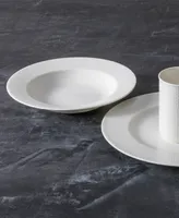 Fortessa Amanda White Embossed Rim Soup Plates, Set of 4