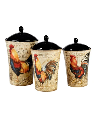 Certified International Gilded Rooster 3-Pc. Canister Set