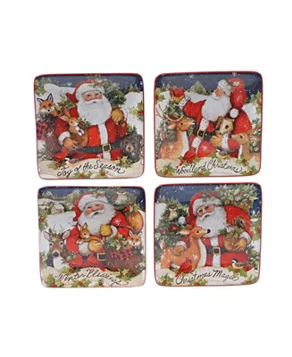 Certified International Magic of Christmas Santa 4 Piece Canape Plate