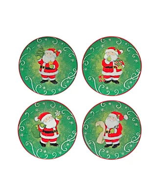 Holiday Magic Santa 4 Piece Dessert Plate Set