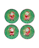 Holiday Magic Santa 4 Piece Dessert Plate Set