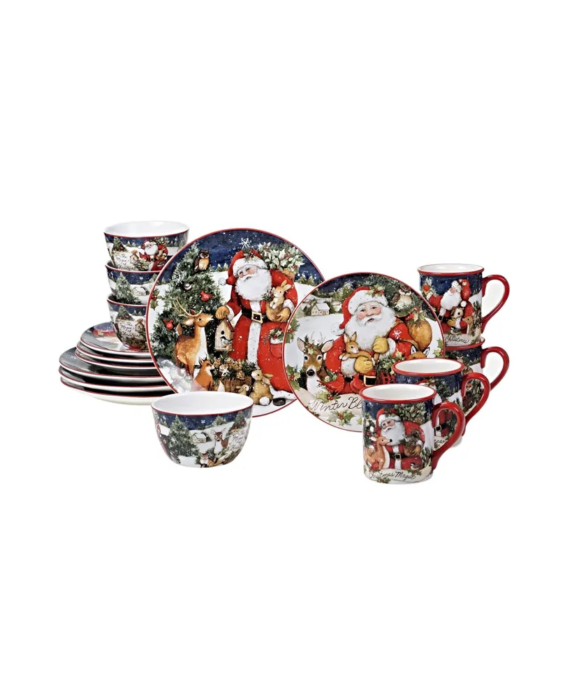 Certified International Magic of Christmas Santa 16 Piece Dinnerware