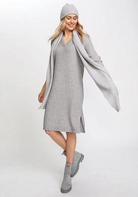 Olsen Women's Long Sleeve Broad Rib Knit Midi Sweater Dress