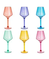 The Wine Savant Acrylic Colored European Style Crystal, Stemmed Wine Glasses, Acrylic Glasses, Set of 6