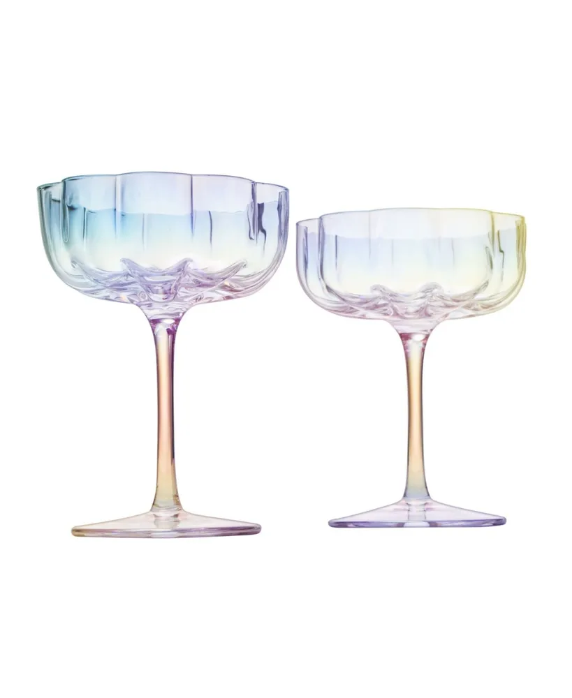 The Wine Savant Flower Vintage Glass Coupes, Set of 2