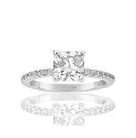 Suzy Levian New York Sterling Silver Cushion Cut Cubic Zirconia Bridal Center Stone Ring