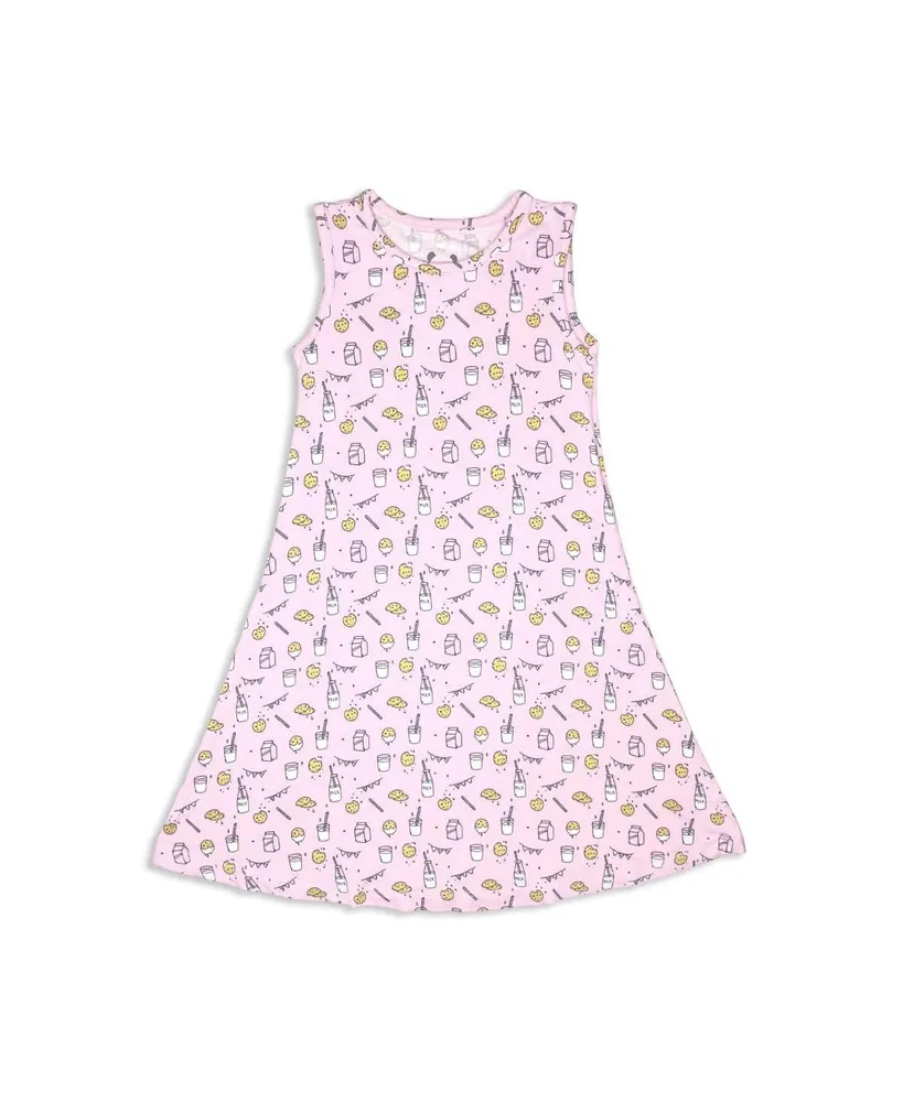 Bellabu Bear Toddler |Child Girls Pink Milk & Cookies Dress