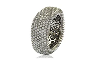 Suzy Levian Sterling Silver Cubic Zirconia Square Pave Eternity Ring