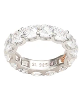 Suzy Levian New York Sterling Silver Cubic Zirconia White Checkered Cushion Cut Eternity Band Ring