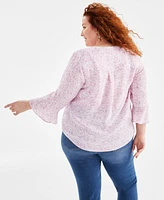 Style & Co Plus Printed Pintuck Top, Created for Macy's