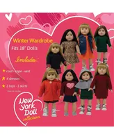 The New York Doll Collection 18-Inch Doll Set of 9 Winter Dress Assortment - Assorted Pre