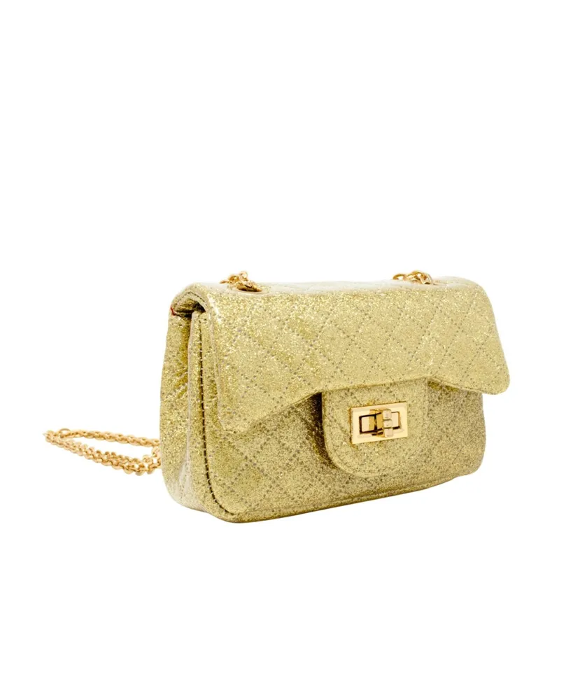 Girl's Gold Classic Quilted Sparkle Mini Handbag