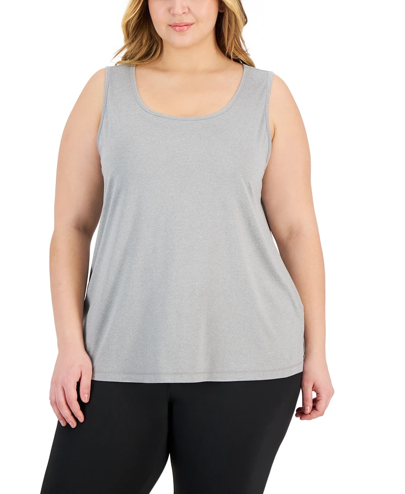 Id Ideology Plus Solid Essentials Crewneck Tank Top, Created for Macy's