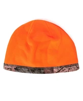 Muk Luks Men's Unisex Reversible Fleece Beanie, Grey/Orange, One Size