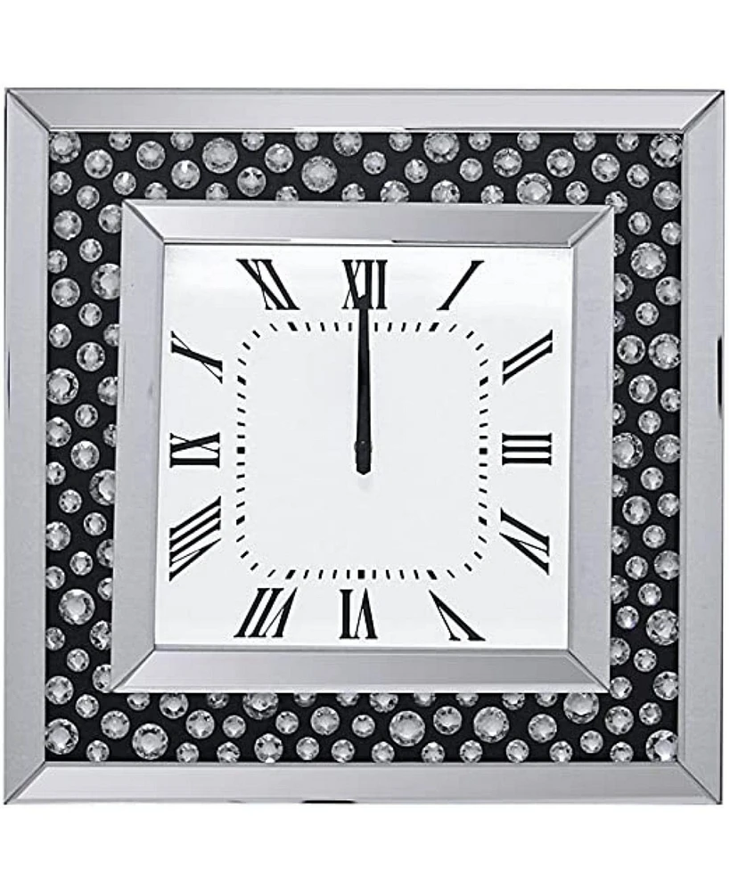 Streamdale Furniture Marku Wall Clock In Mirrored & Faux Gemstones