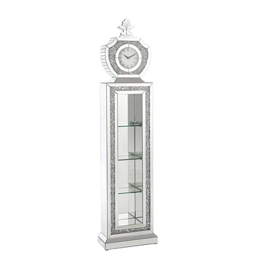 Simplie Fun Noralie Grandfather Clock with Led Mirrored & Faux Diamonds