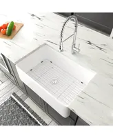 Streamdale Furniture 33 L X 20 W Single Basin Ceramic Farmhouse Kitchen Sink With Basket Strainer