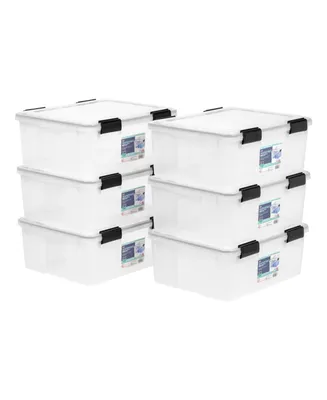 6 Pack 30.6qt Weatherpro Airtight Plastic Storage Bin with Lid and Seal and Secure Latching Buckles