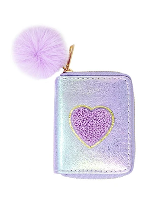 Tiny Treats + Zomi Gems Girls Purple Shiny Heart Patch Wallet