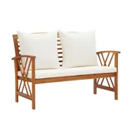 Patio Bench with Cushions 46.9" Solid Acacia Wood