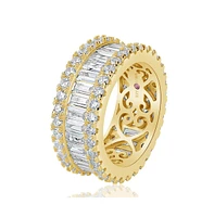 Suzy Levian New York Sterling Silver Cubic Zirconia White Baguette and Round Wide Eternity Band Ring