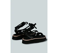 Rag & Co Kendall Womens Strings Platform Leather Sandal