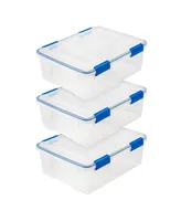 Iris 3 Pack 26.5 Quart WeatherPro Plastic Storage Box, Lid and Seal, Latching Buckles